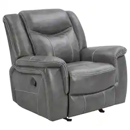 Manhattan Lane - Leatherette Glider Recliner Chair with Stitched Details - Gray