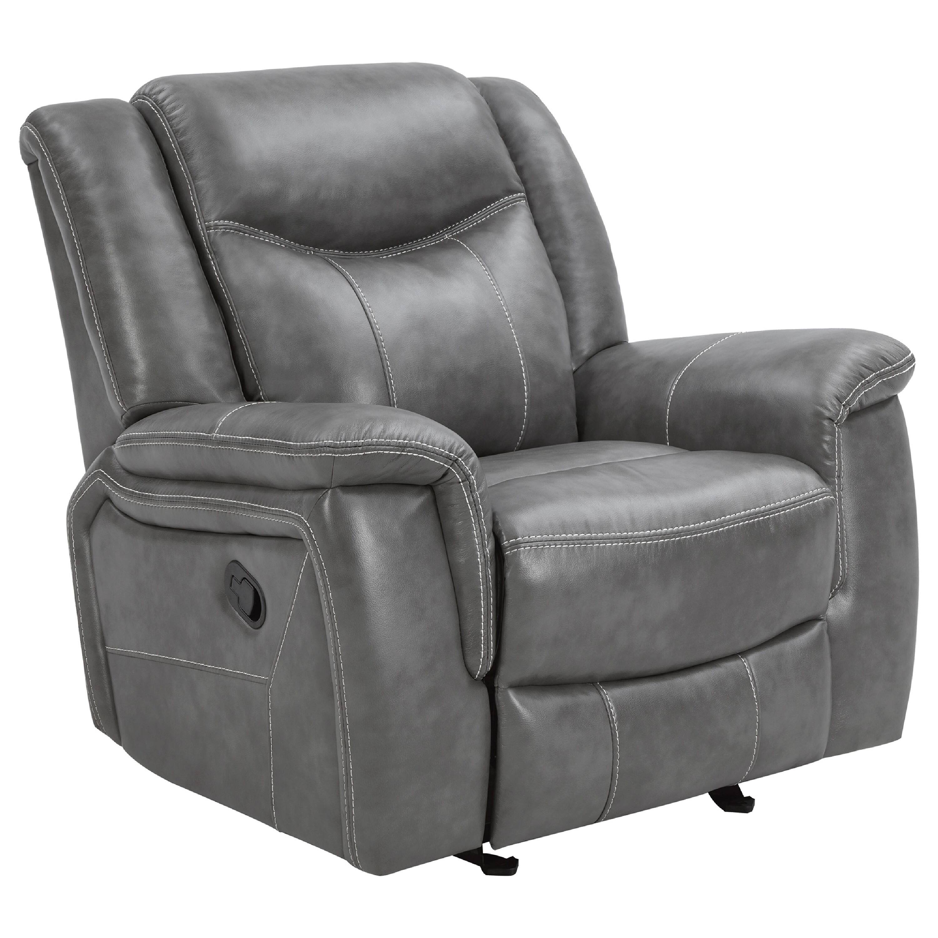 Front. Manhattan Lane - Leatherette Glider Recliner Chair with Stitched Details - Gray.