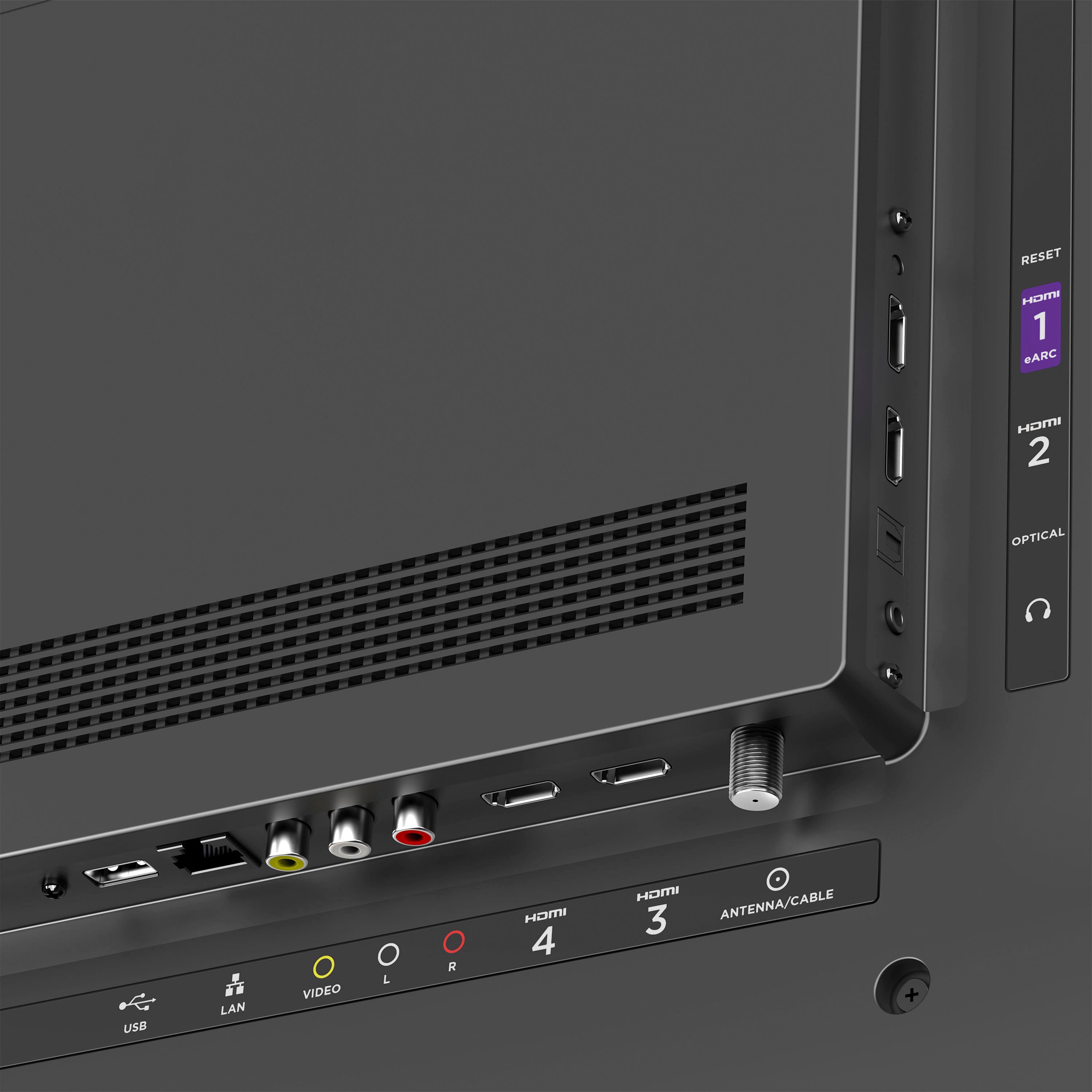 RESET HOME 1 eARC IMGH 2 OPTICAL USB LAN VIDEO L R HOMI 4 HOM 3 ANTENNA/CABLE +