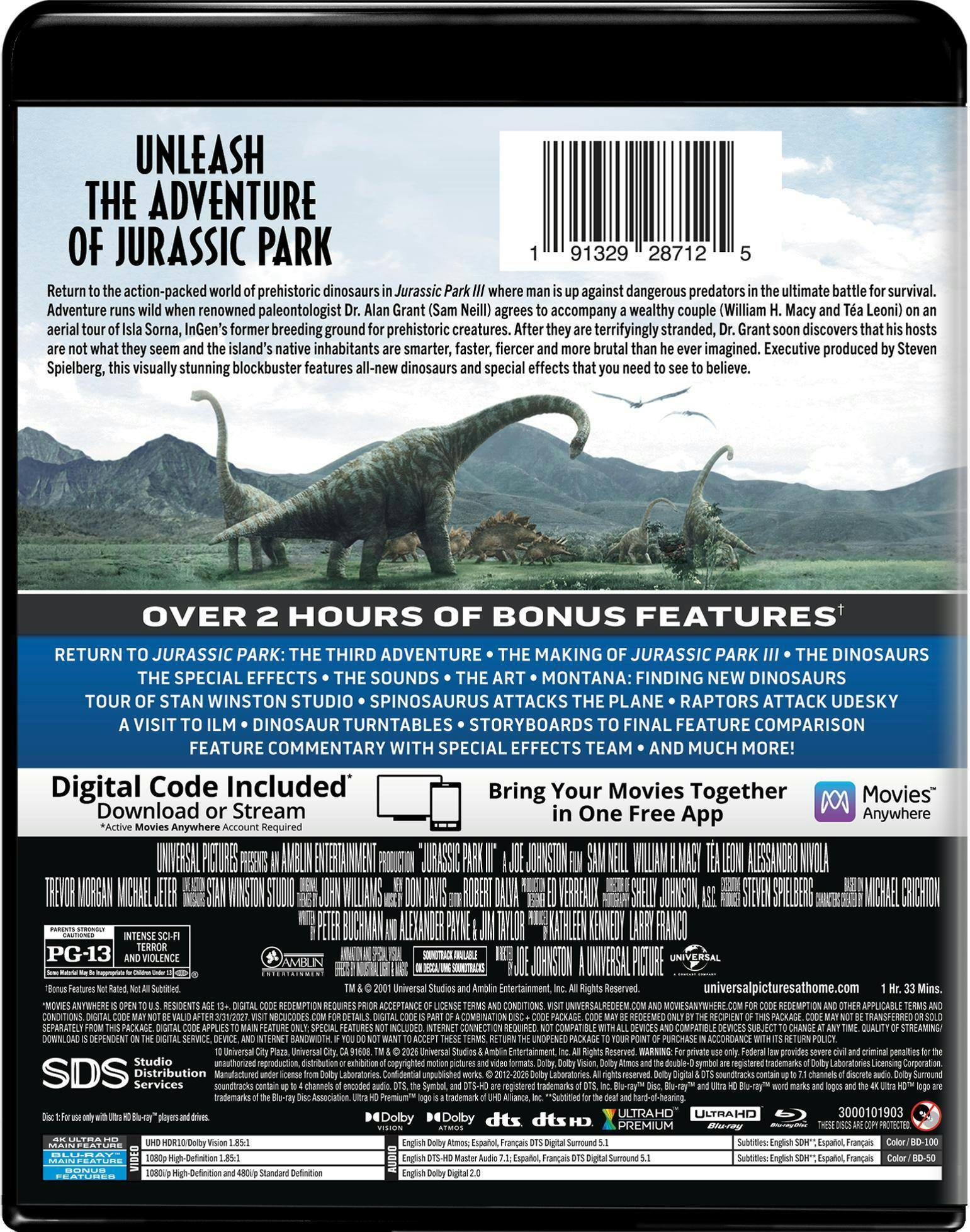 Back. Jurassic Park III (4K Ultra HD + Blu-ray + Digital) [UHD].