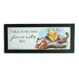 Disney - Winnie The Pooh "Favorite Day" 12 x 5 Inch Hanging Wood Wall Art - Multi-Colored