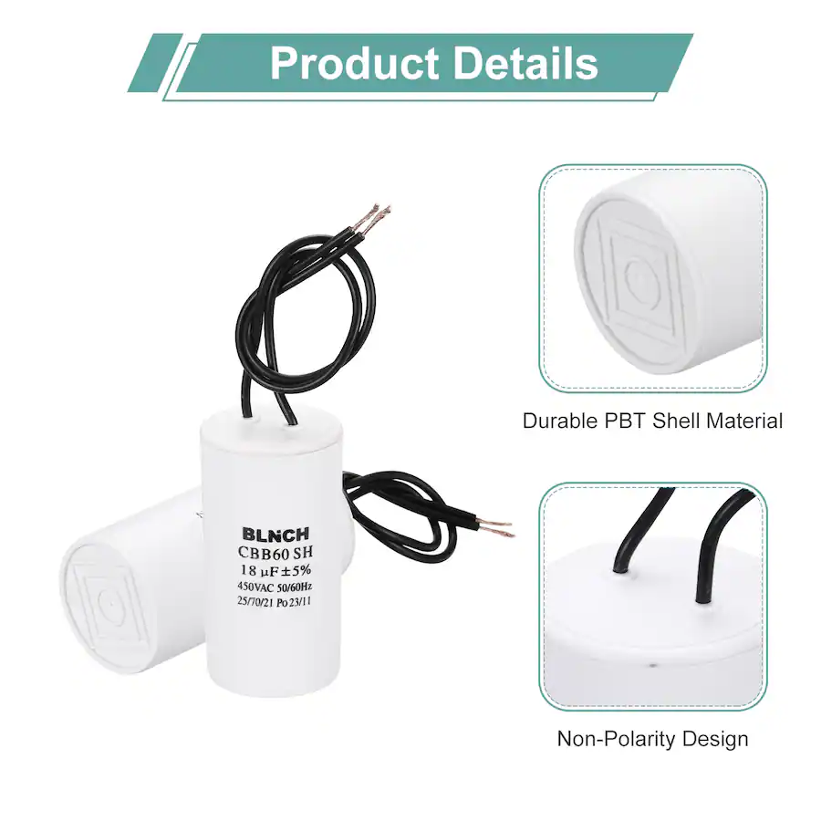 Compressor Mag Wire Unique Bargains 18uF CBB60 Running Capacitor, AC 450V 2 Wire for Air ...