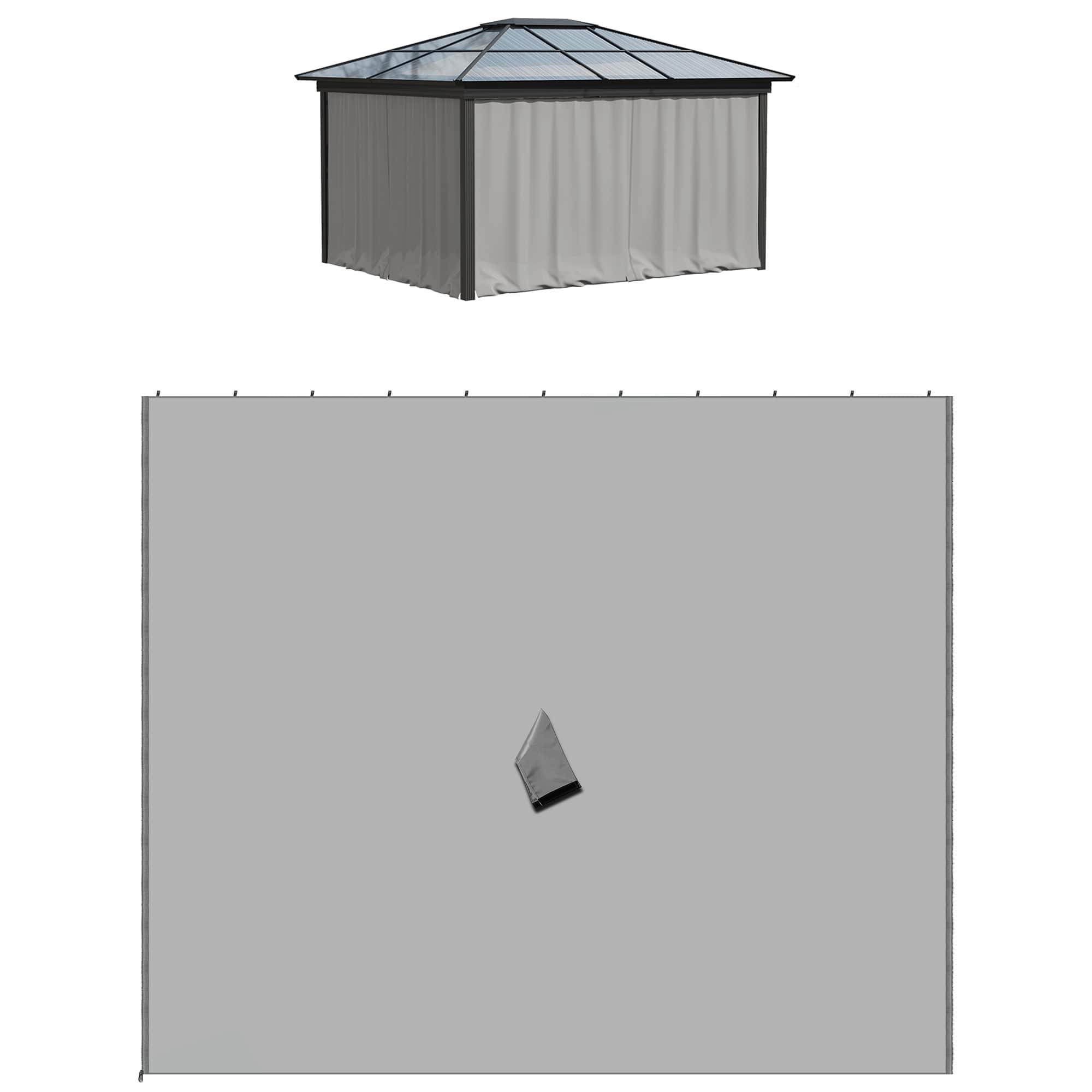 Outsunny - x 9.84' Gazebo Sidewall Set with Hooks/C-Rings - Light Gray