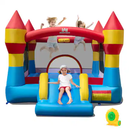 Front. Costway - Costway Inflatable Bounce House, 3-in-1 Kids Bouncer with Slide, Large Jumping Area.