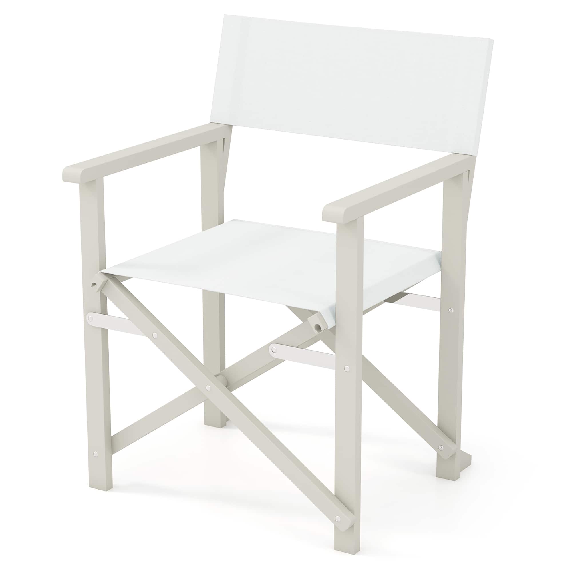 Front. Gymax - Gymax Folding Director Chair w/ Acacia Wood Frame & Machine Washable Oxford Fabric - Off White.