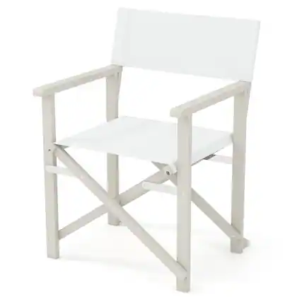 Front. Gymax - Gymax Folding Director Chair w/ Acacia Wood Frame & Machine Washable Oxford Fabric - Off White.