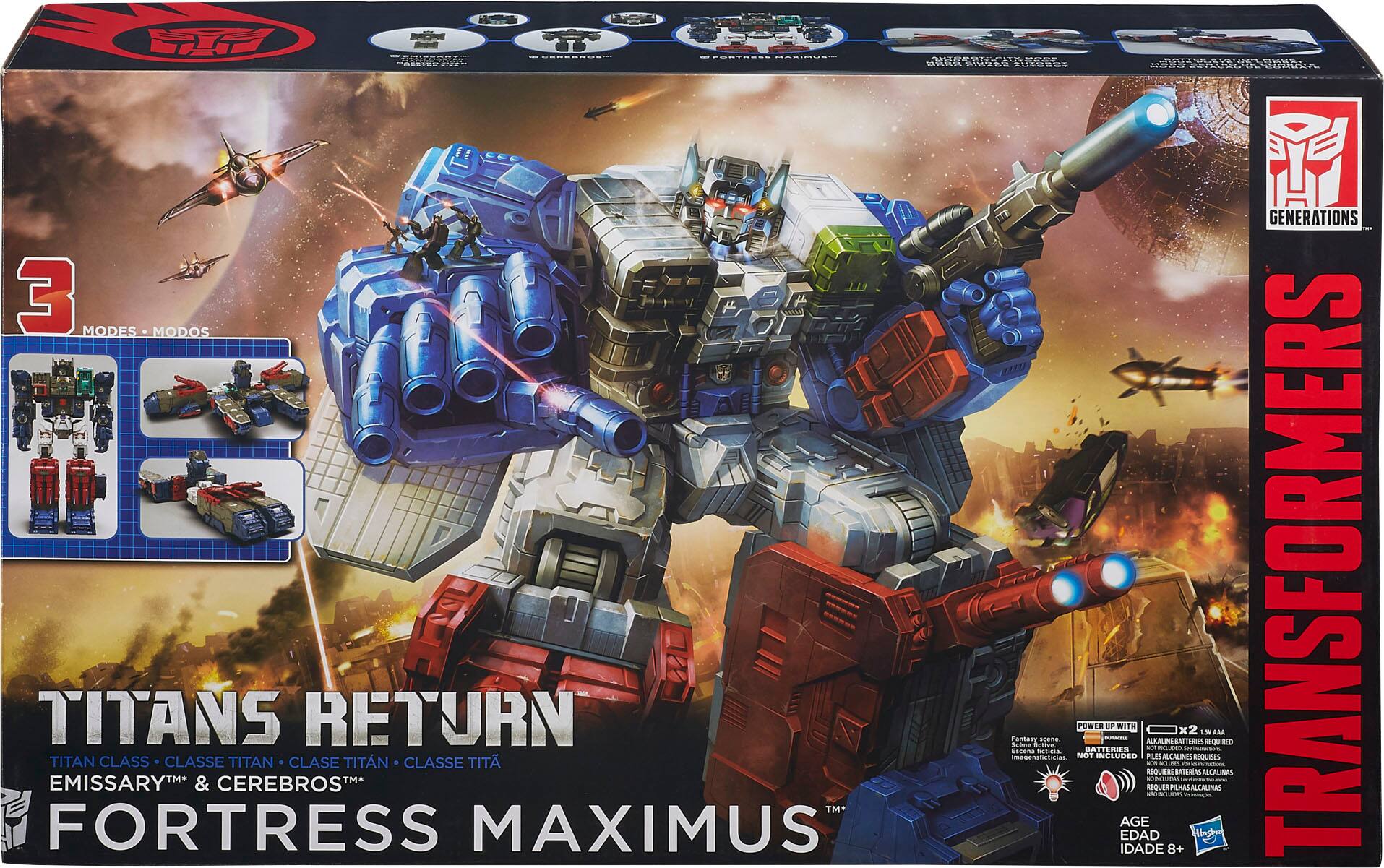 Transformers Titans Return Fortress Maximus Titan Class Action Figure Toy, 3 Modes, 10 Accessories, Ages 8+, Batteries Required - Alkaline (Not Included)