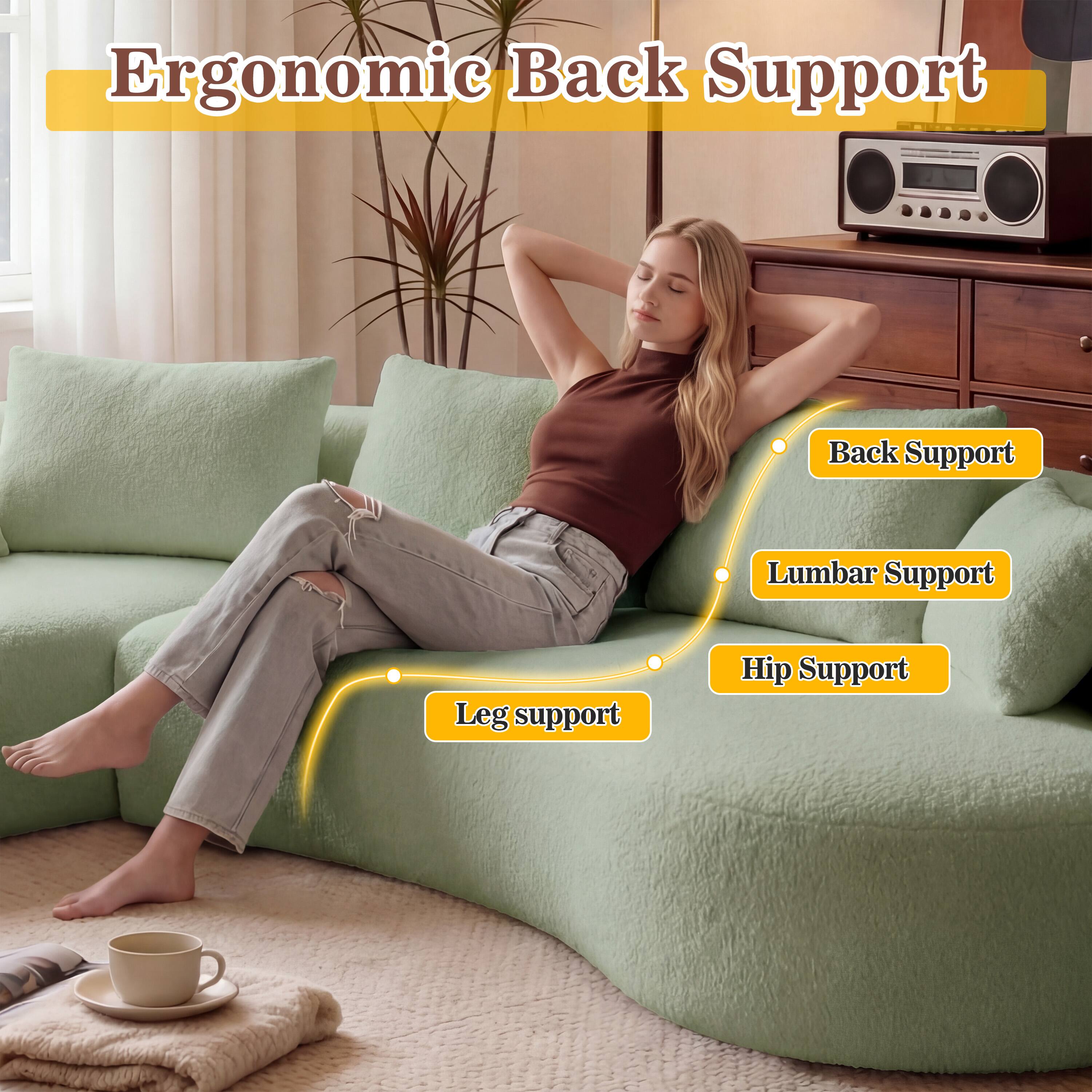 Ergonomic Back Support  
- Back Support  
- Lumbar Support  
- Hip Support  
- Leg Support