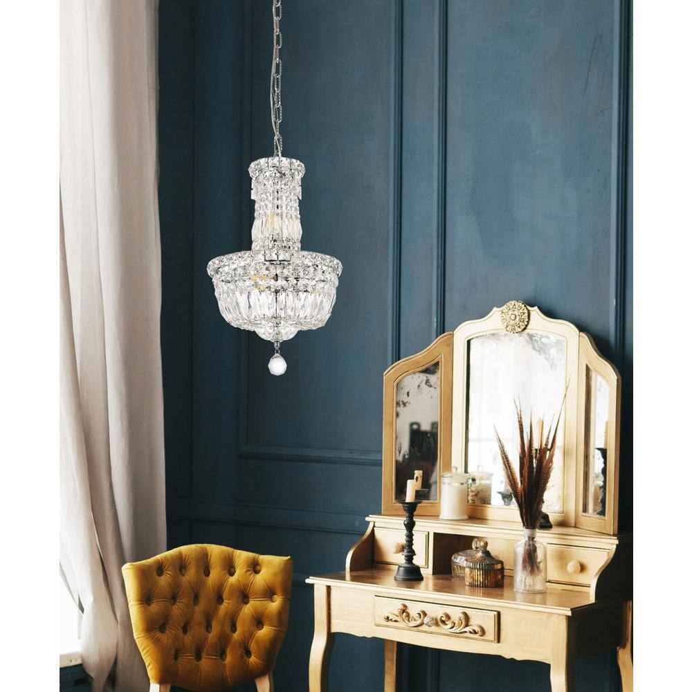 Left. Elegant Lighting - Tranquil 6 light Chrome Pendant Clear Royal Cut Crystal - Chrome.