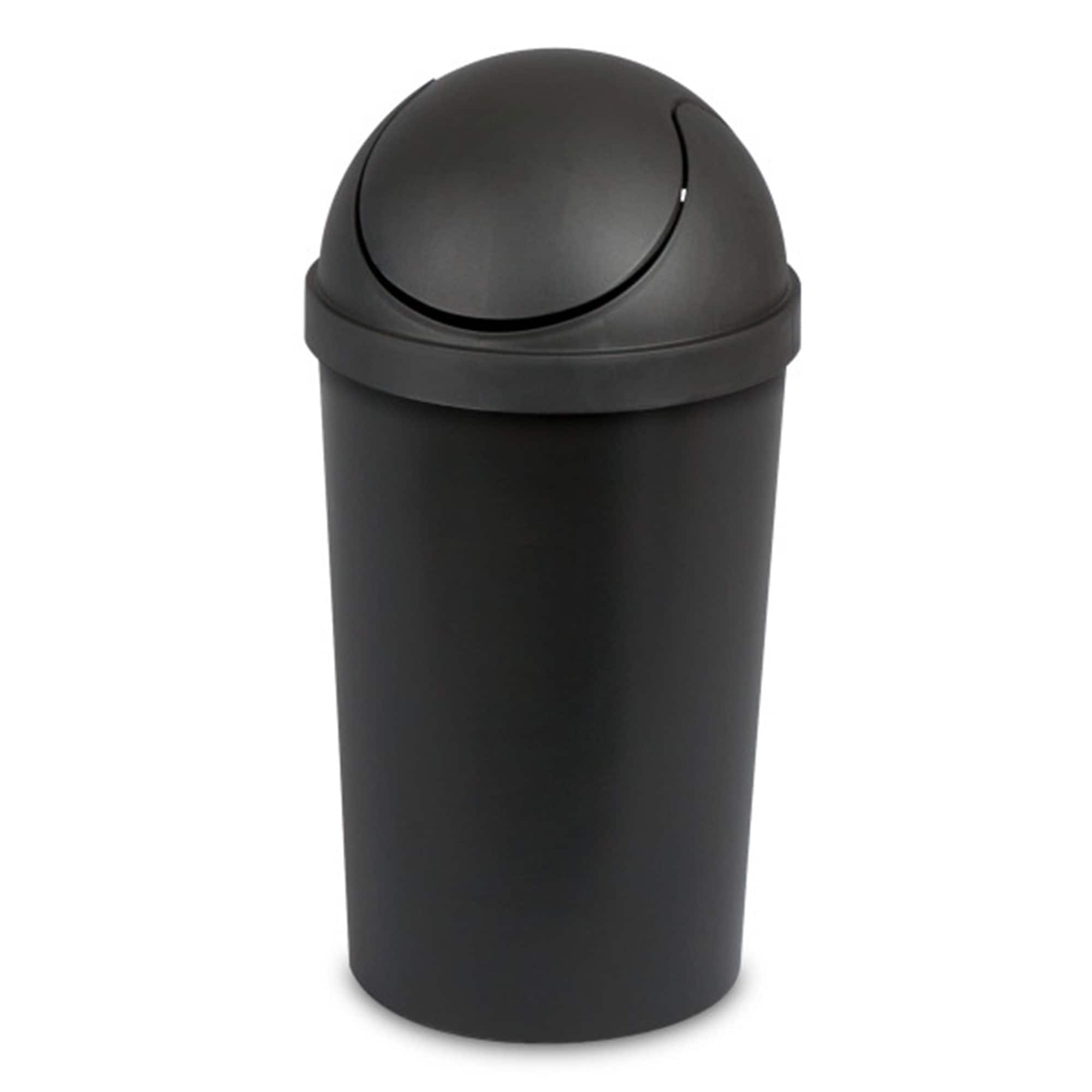 Sterilite - SwingTop Wastebasket, 3 Gal Round Trash Can w/Swing Lid, 6 Pack - Black