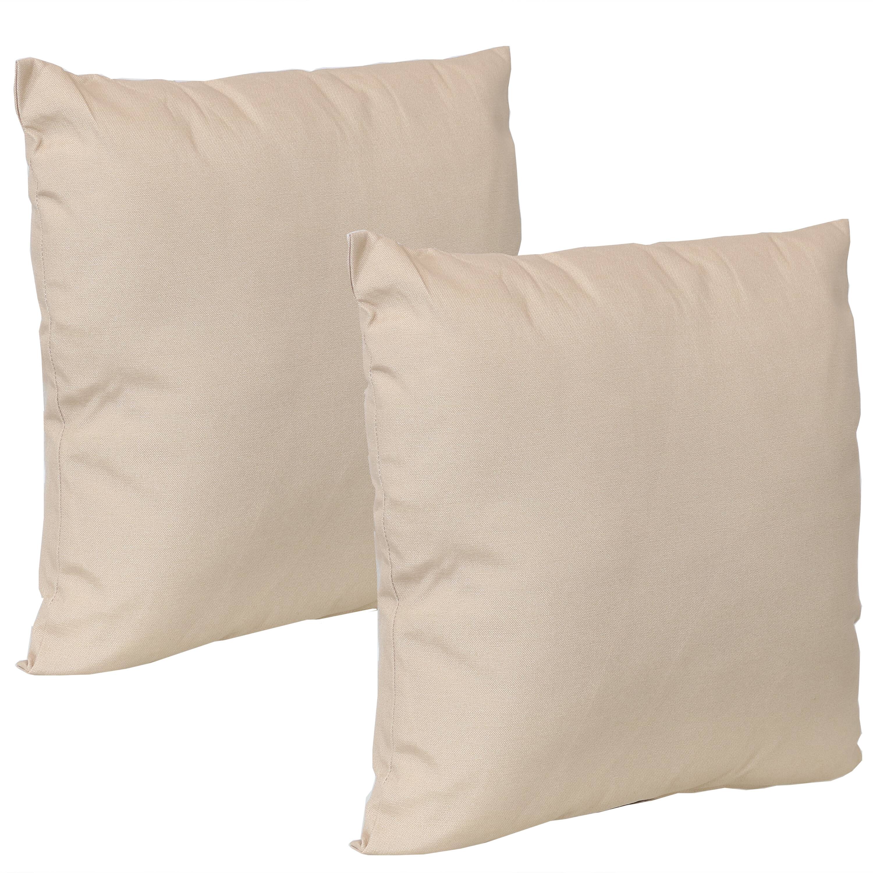 Front. Sunnydaze - Outdoor Square Decorative Throw Pillow - Set of 2 - Beige.