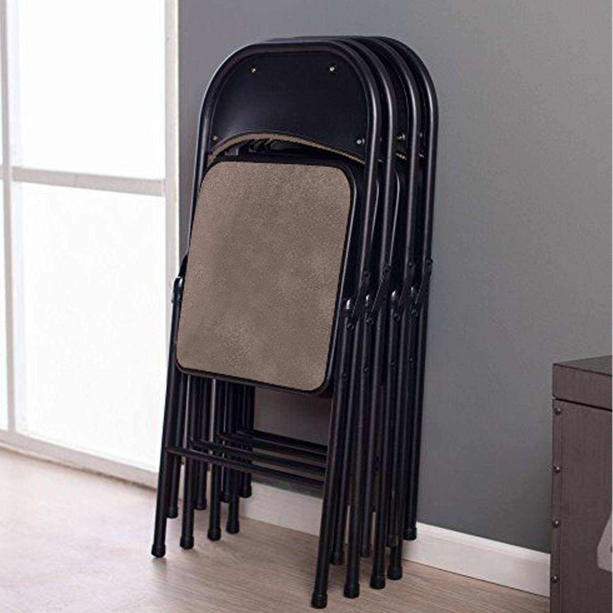 Alt View 4. MECO - MECO 4-Pack of Deluxe Corrin Fabric Padded Folding Chairs with 16 x 16 Inch Seat - Cinnabar.