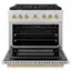 Angle. ZLINE - Autograph Edition 36" Paramount Gas Range w/ 6 Burners & Champagne Bronze Accents (SGRZ-36-CB) - Stainless Steel.