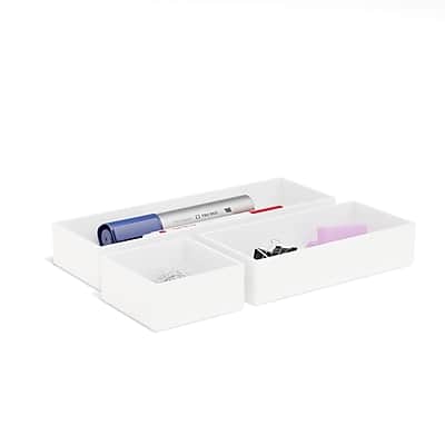 TRU RED - 3 Piece Plastic Drawer Organizer - White
