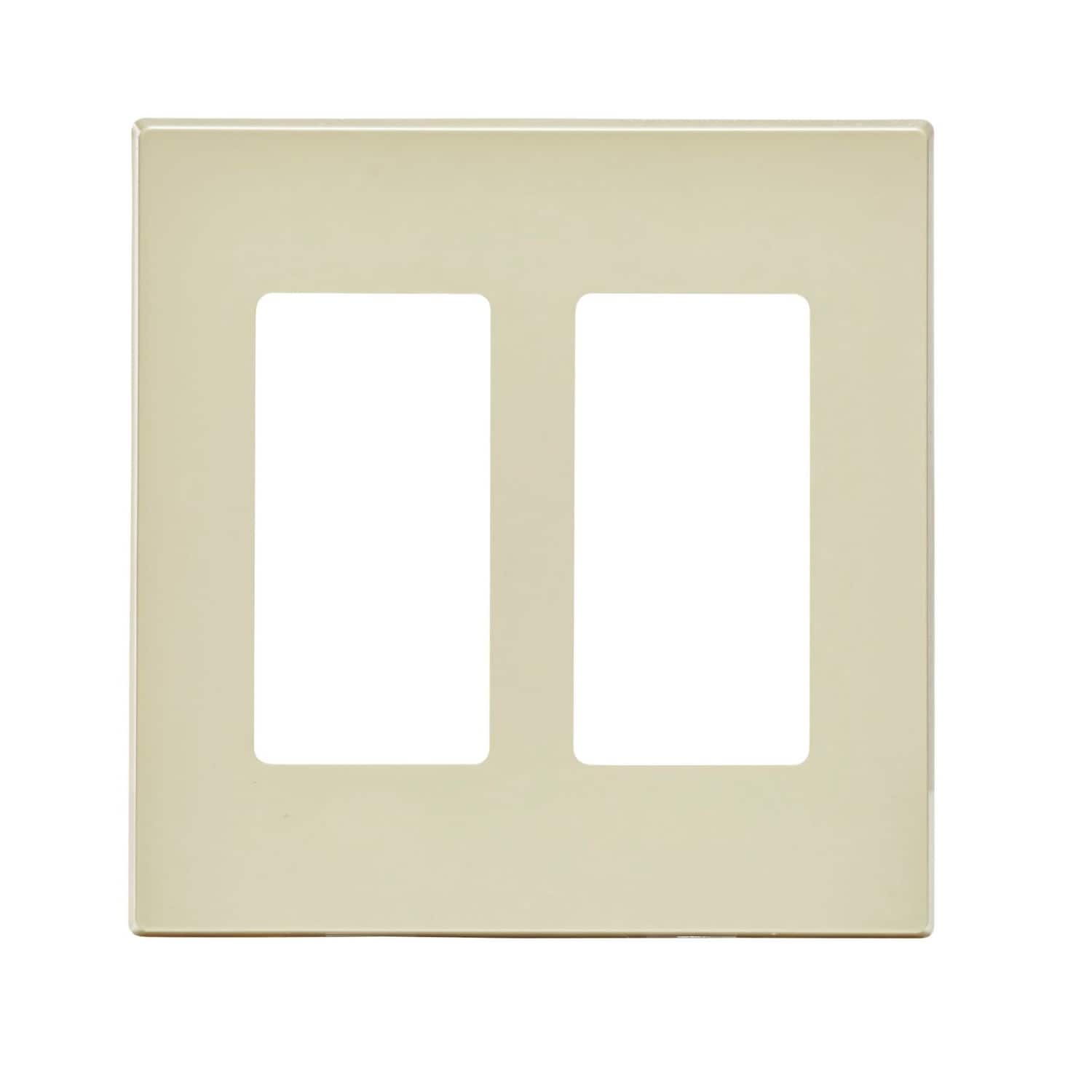 Leviton - Decora Plus 2 gang Polycarbonate Decorator Screwless Wall Plate 1 pk - Light Almond