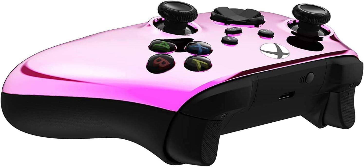 Back. Custom Controllerzz - Custom Wireless Controller for Xbox Series X|S, Xbox One, & PC - Pink Chrome.