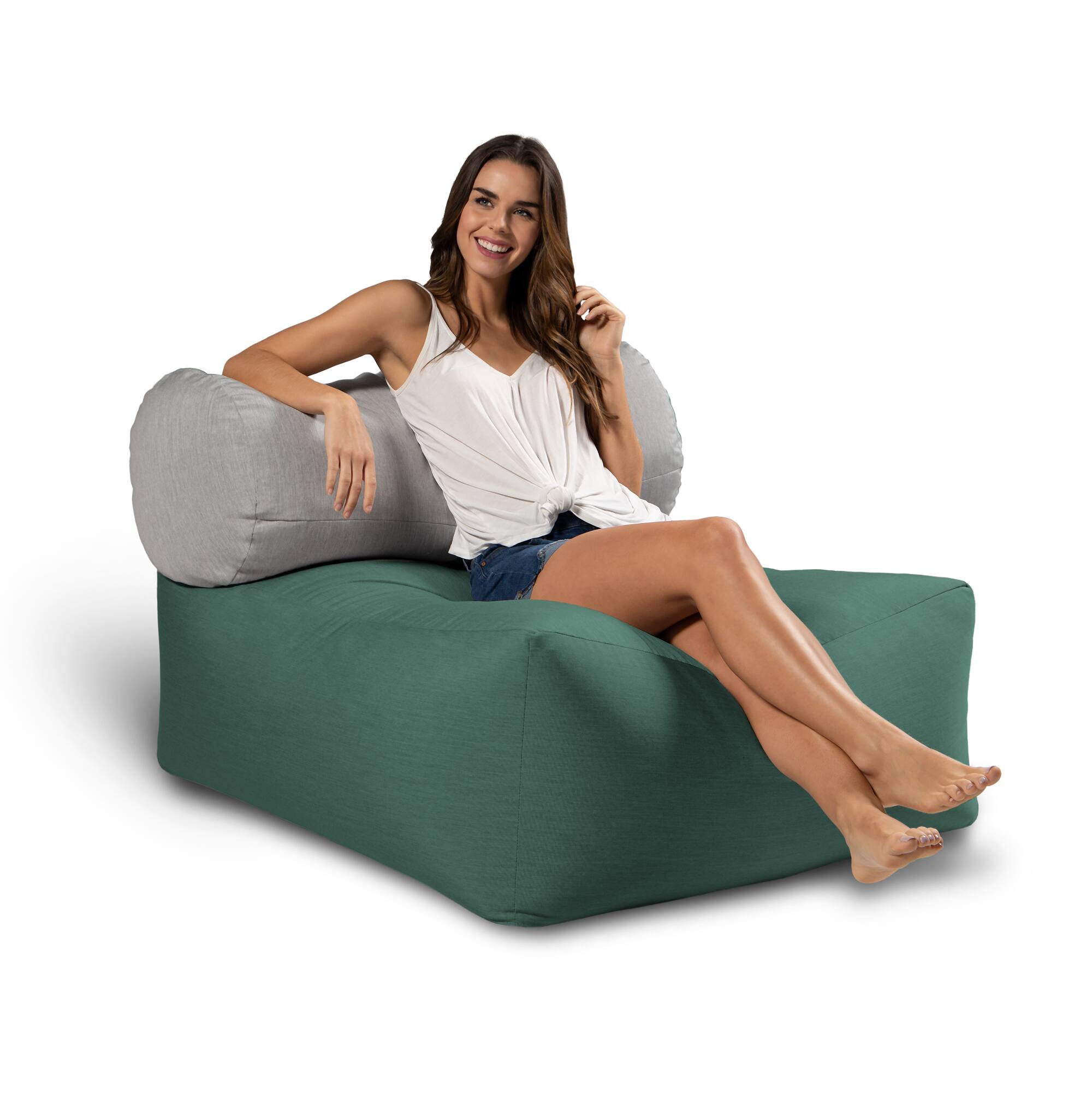 Left. Jaxx - Jaxx Tybee Large Outdoor Lounge w/ Bolster - Sunbrella Breeze - Breeze.