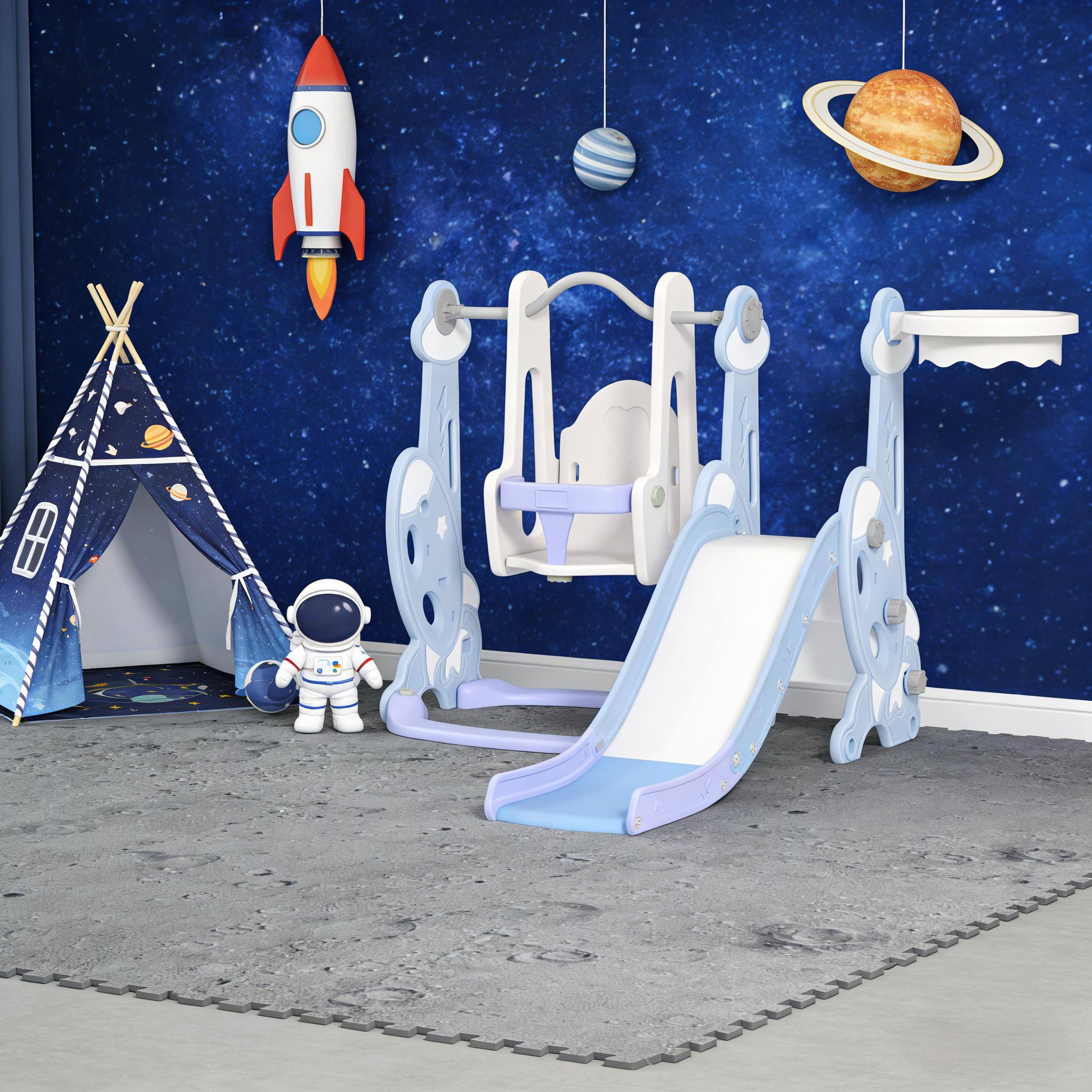 Siljoy - Rocket Indoor Slide & Swing Set for Toddlers, Stable Water‑Fill Base, Climber, Hoop, Ages 1‑4, Easy Setup - Light Blue price history on PriceWatchPro