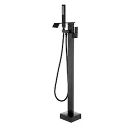 Boyel Living - Black Bathtub Faucet Dual Function 360 Degrees Rotatable 1.5m SUS304 Hose Independent Handles - Matte Black