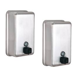 Alpine Industries - 40 oz Vertical Manual Surface-Mounted Liquid Soap Dispenser 2 Pack - Stainless Steel