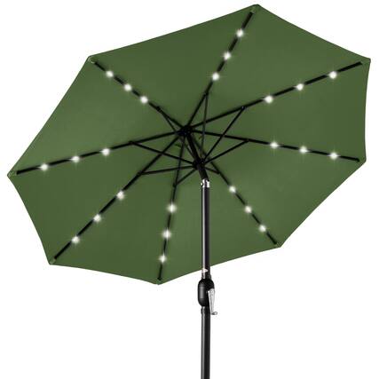Front. Best Choice Products - Best Choice Products 10ft Solar LED Lighted Patio Umbrella w/ Tilt Adjustment, UV-Resistant Fabric - Fern - Fern.