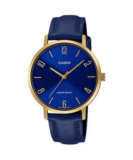 Casio - Women’s Gold-Tone Watch with Dial and Leather Band - LTP-VT01GL-2BUDF - Blue