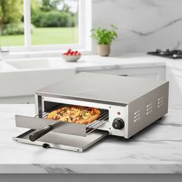 Forest'nSky - 12-Inch 1500W Countertop Pizza Oven, Commercial Grade with Wide 32-572°F Temp Control, Stainless Steel - Silver
