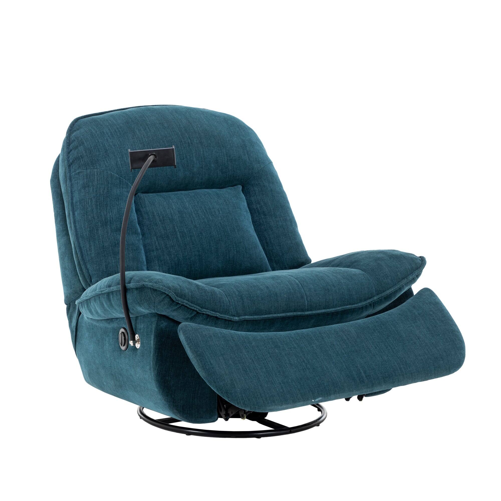 Alt View 1. Boyel Living - Chenille Fabric Swivel Recliner with Mobile Phone Bracket - Green.