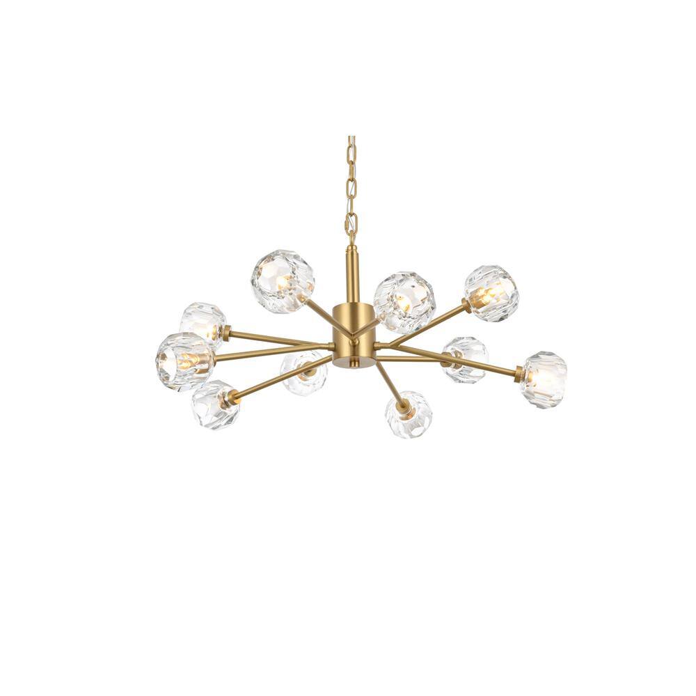 Angle. Elegant Lighting - Graham 10 Light Pendant in Gold - Gold And Clear.