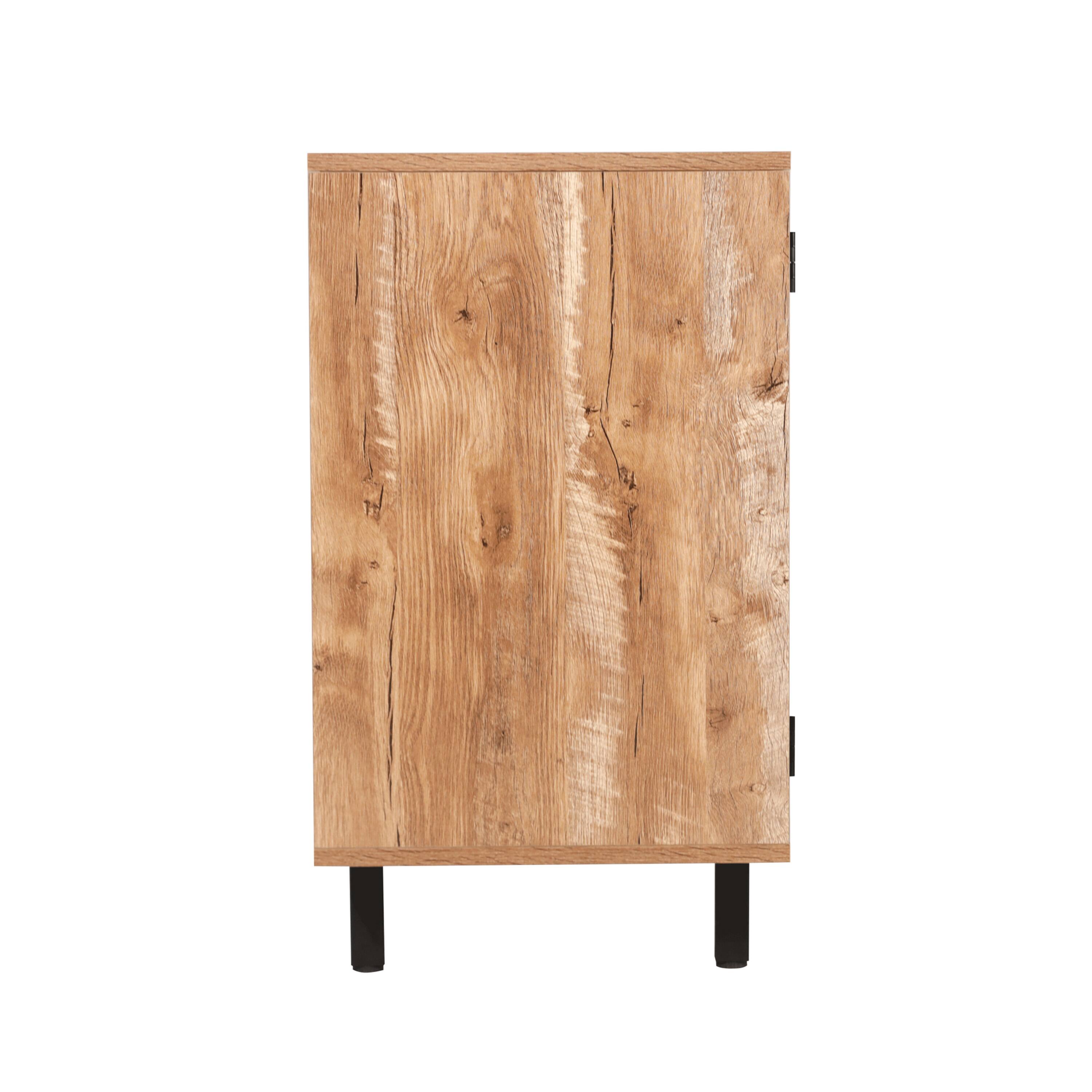 Alt View 7. Emma + Oliver - Classic Sideboard and Bar Cabinet with Open and Closed Storage - Light Brown.