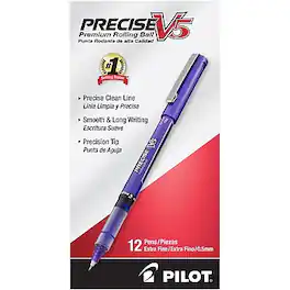 Pilot - Precise V5 Rollerball Pens, Extra Fine Point, Dozen - Purple Ink