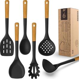 RTMB - A set of large silicone cooking utensils that are BPA-free, heat-resistant - Black