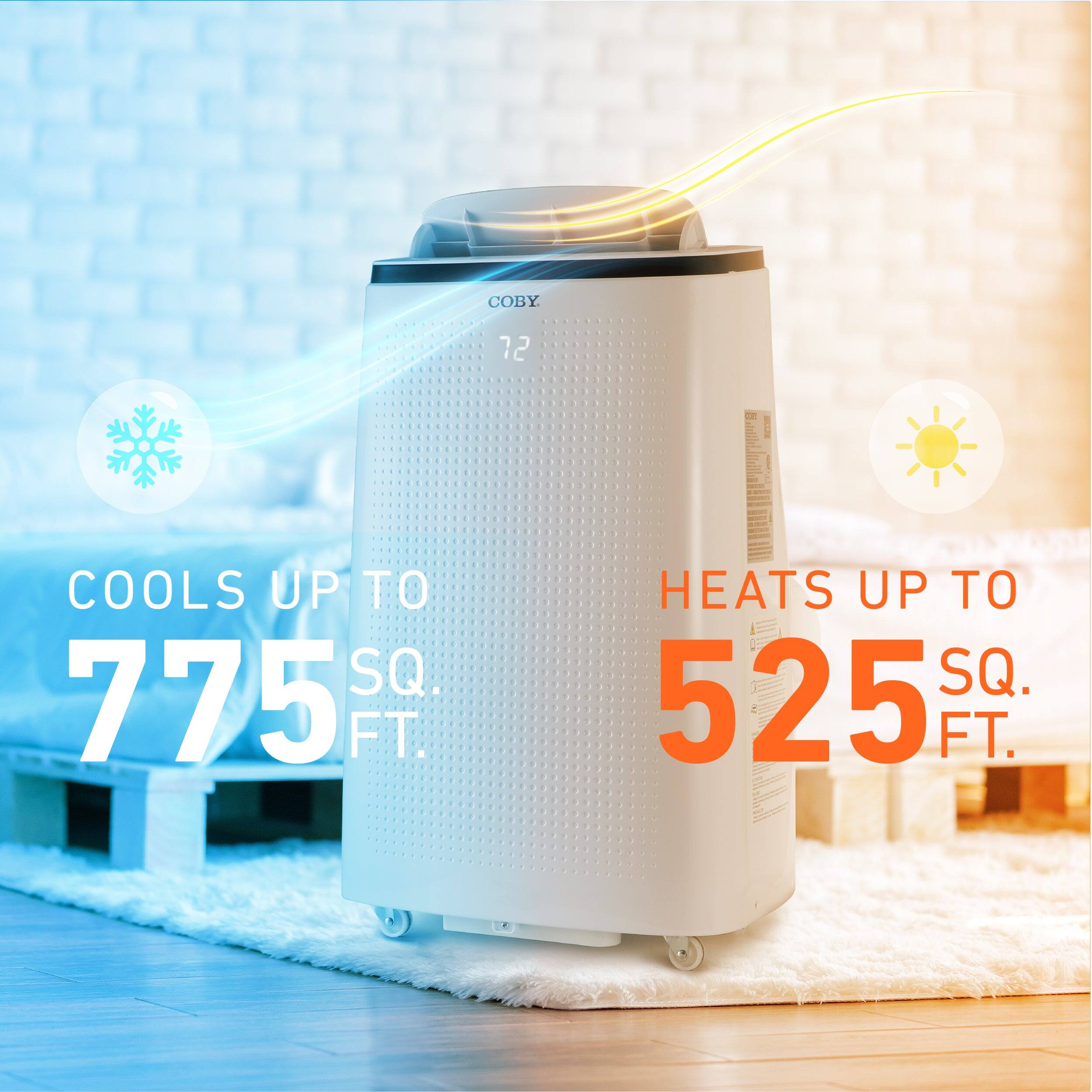 COOLS UP TO 775 SQ. FT.  
HEATS UP TO 525 SQ. FT.