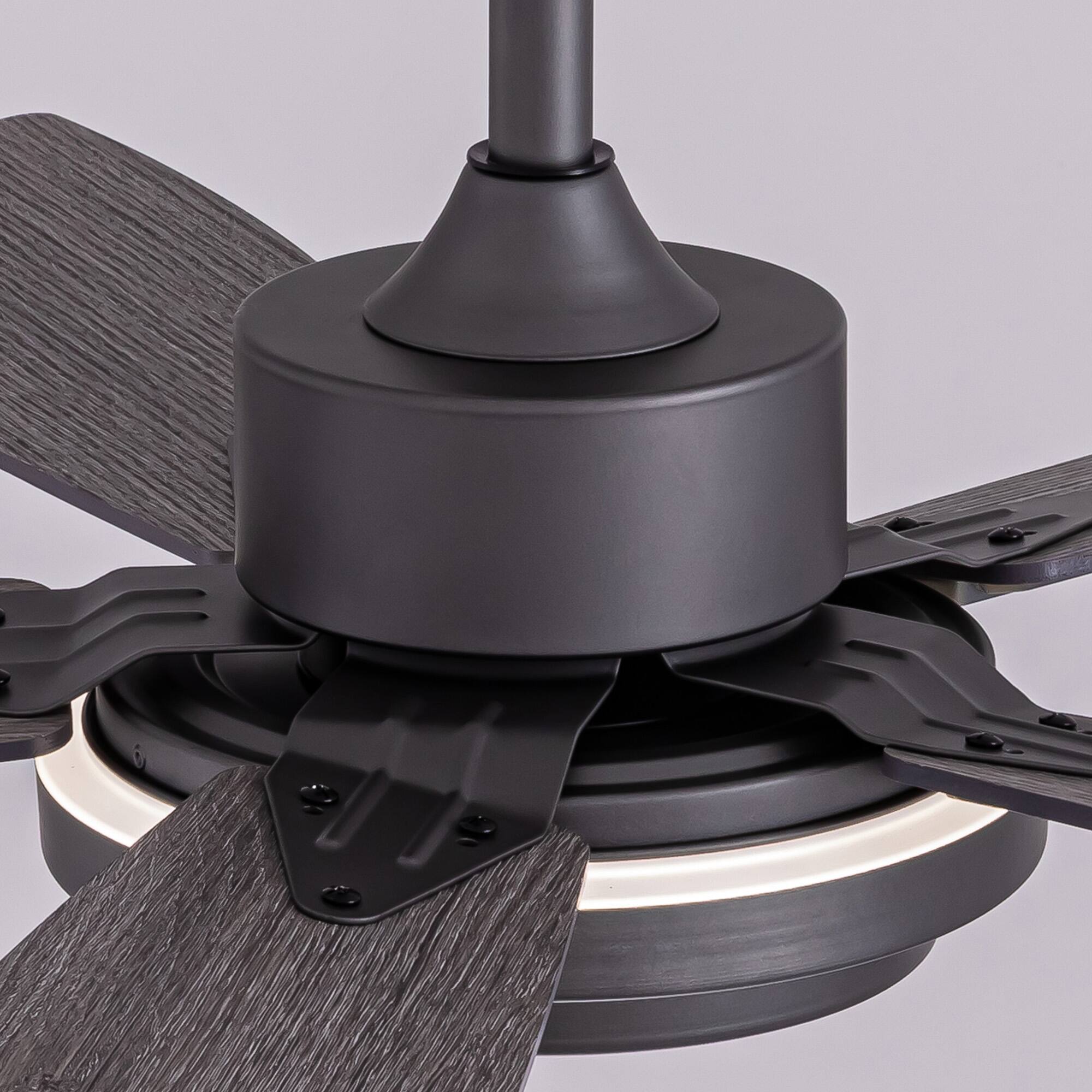 Alt View 4. Siljoy - 52-in Gray Ceiling Fan with Grey or Oak Color Blades Ceiling Fan With Light - Remote Included - Gray.