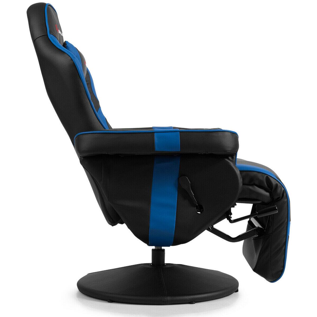 Left. WELLFOR - Ergonomic High Back Massage Gaming Chair with Pillow - Blue.