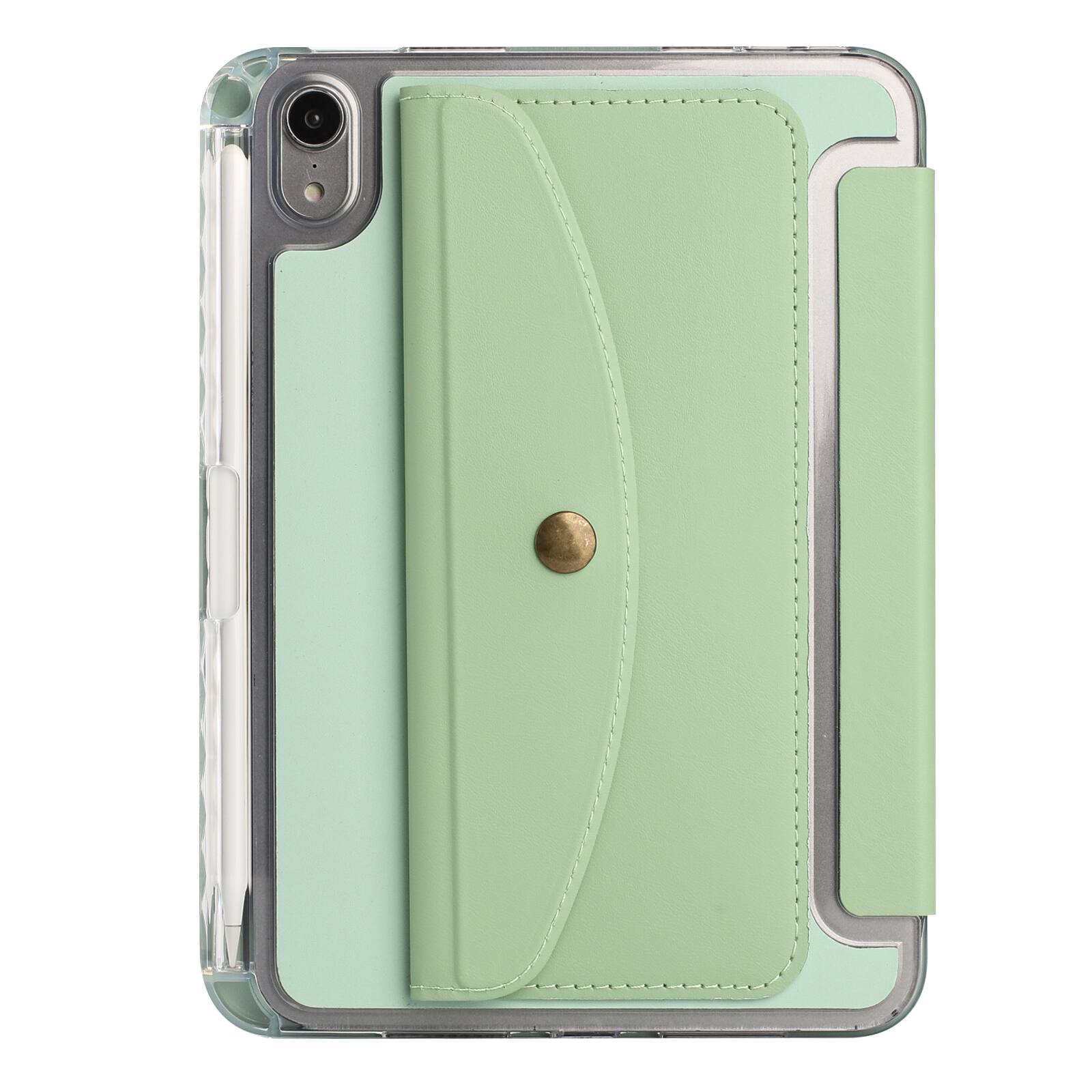 Alt View 7. Dteck - for Apple iPad mini (A17 Pro) 2024 & iPad mini 6th Gen 2021 Y-Fold Tablet Case,Shockproof Wallet Cover with Pen Holder - Green.