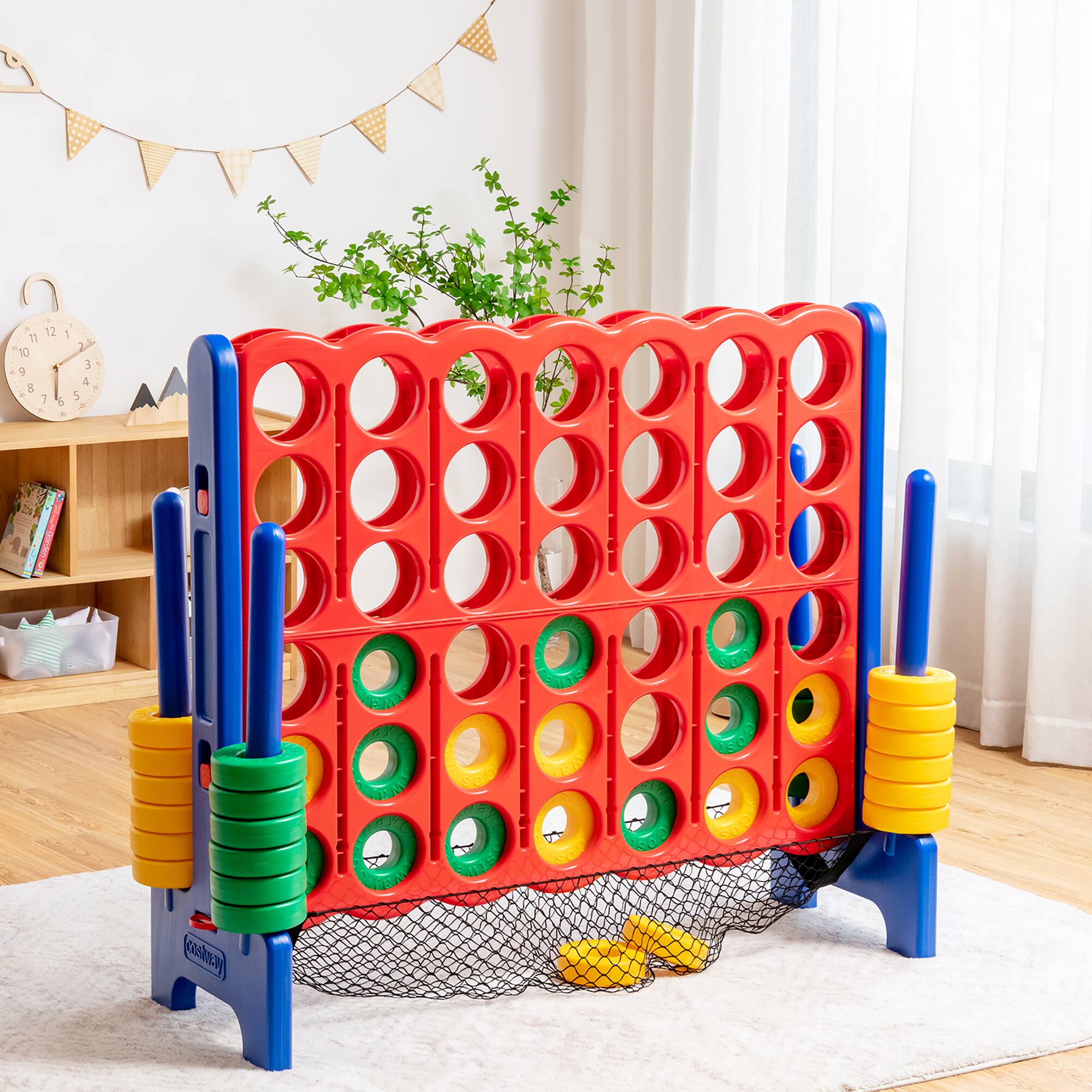 Alt View 1. Costway - Costway 4-to-Score Giant Game Set 4-in-a-Row Connect Game W/Net Storage for Kids & Adult - Red,Blue.