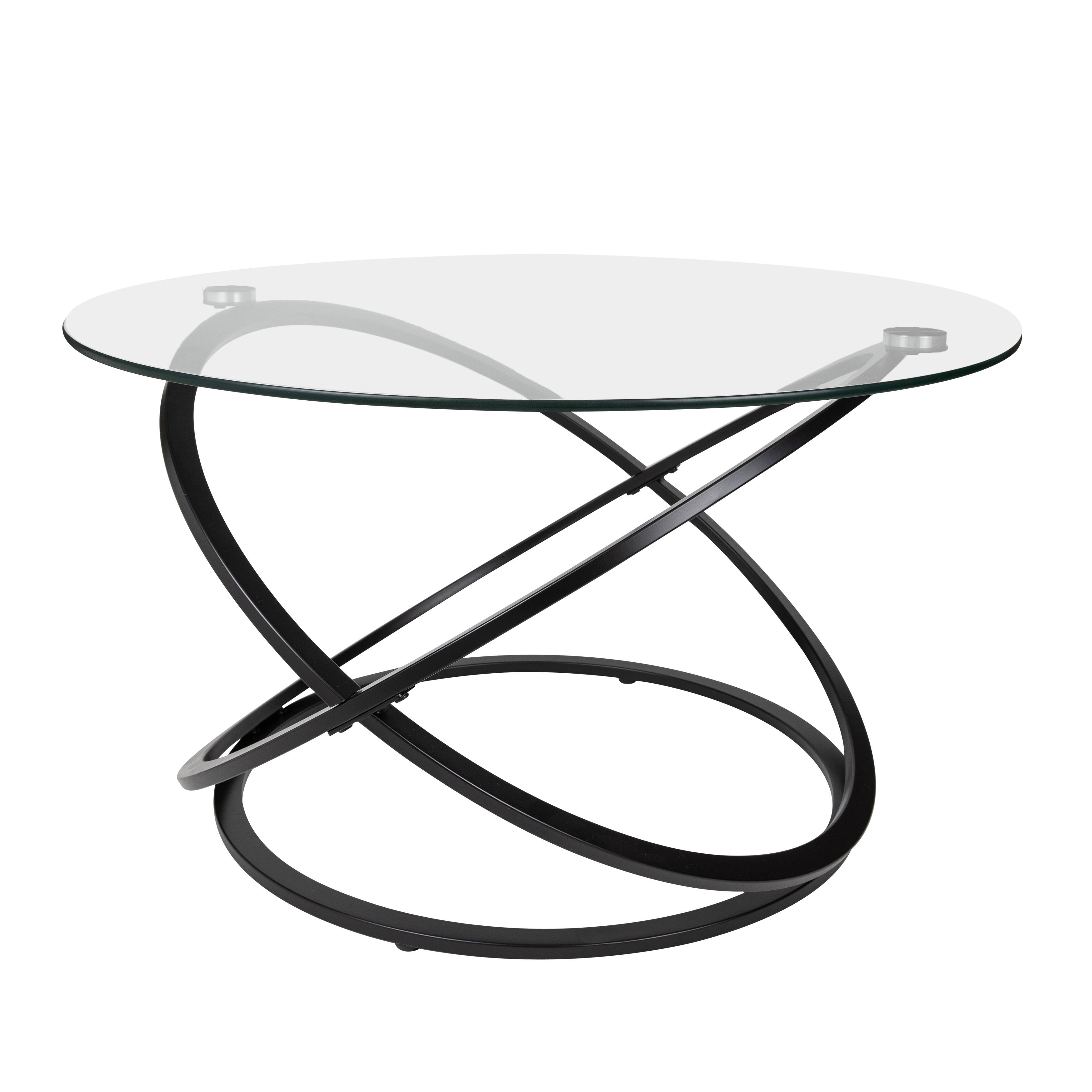 Alt View 10. Danya B - Galaxy Black and Tempered Glass Round Coffee Table - Black.