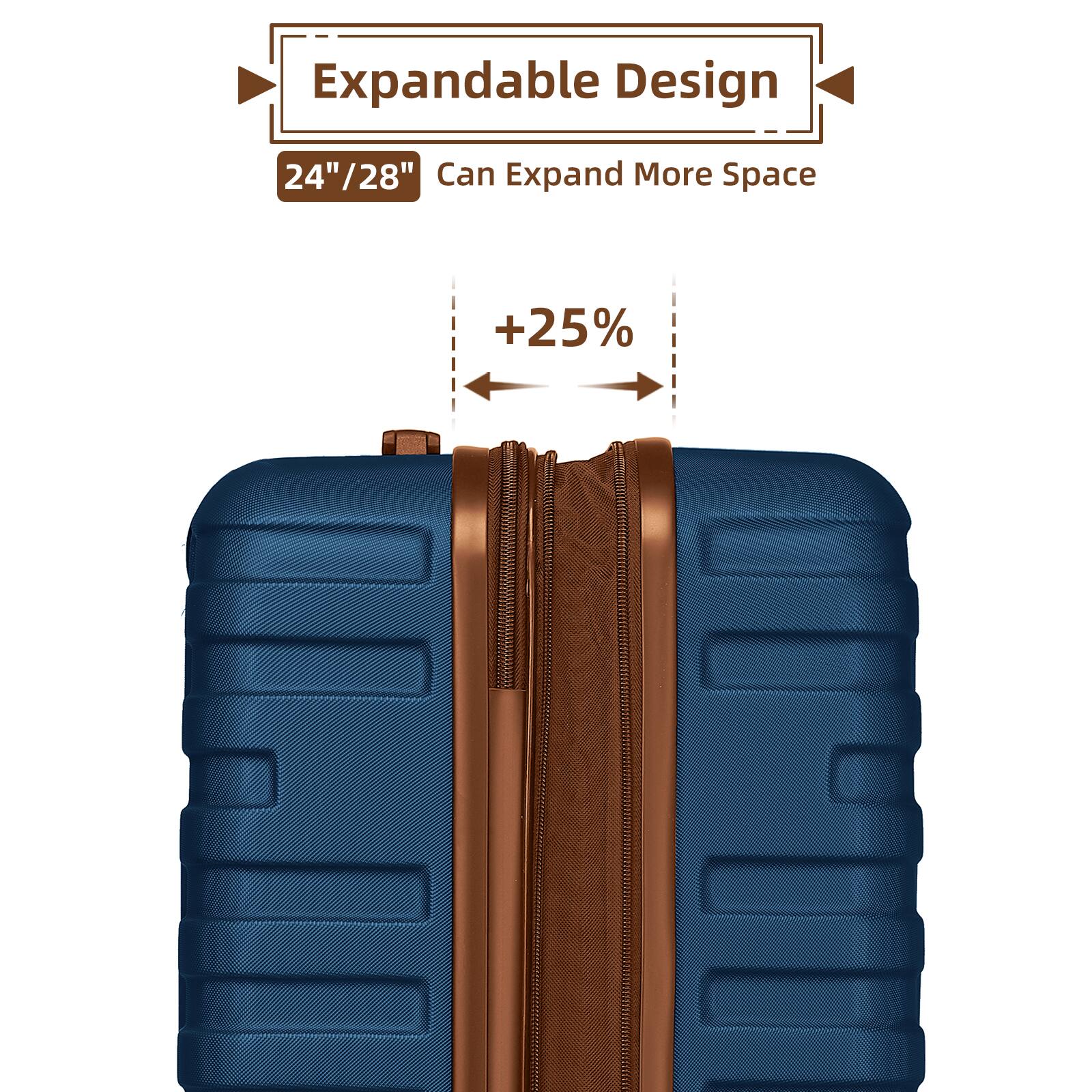 Expandable Design  
24"/28" Can Expand More Space  
+25%