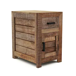 Furniture of America - Ruga Rustic Solid Wood Storage Side Table in Natural Tone - Brown