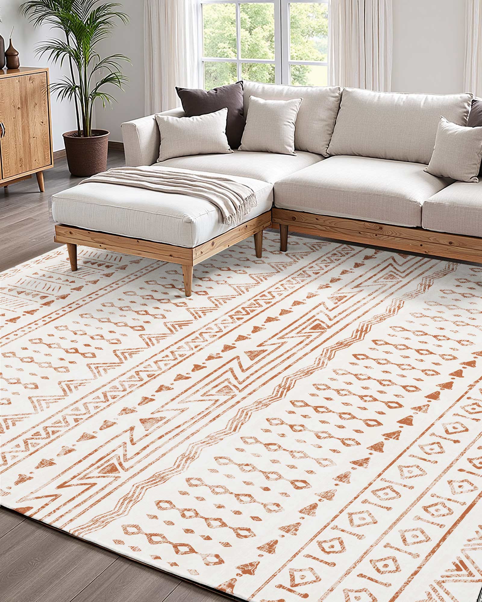 Angle. VEVOR - Area Rug, 5 x 7 ft Large Washable Rug, Non-Slip and Tear-Resistant Soft Carpet, Pet & Child Friendly Modern Area Rugs - Beige.
