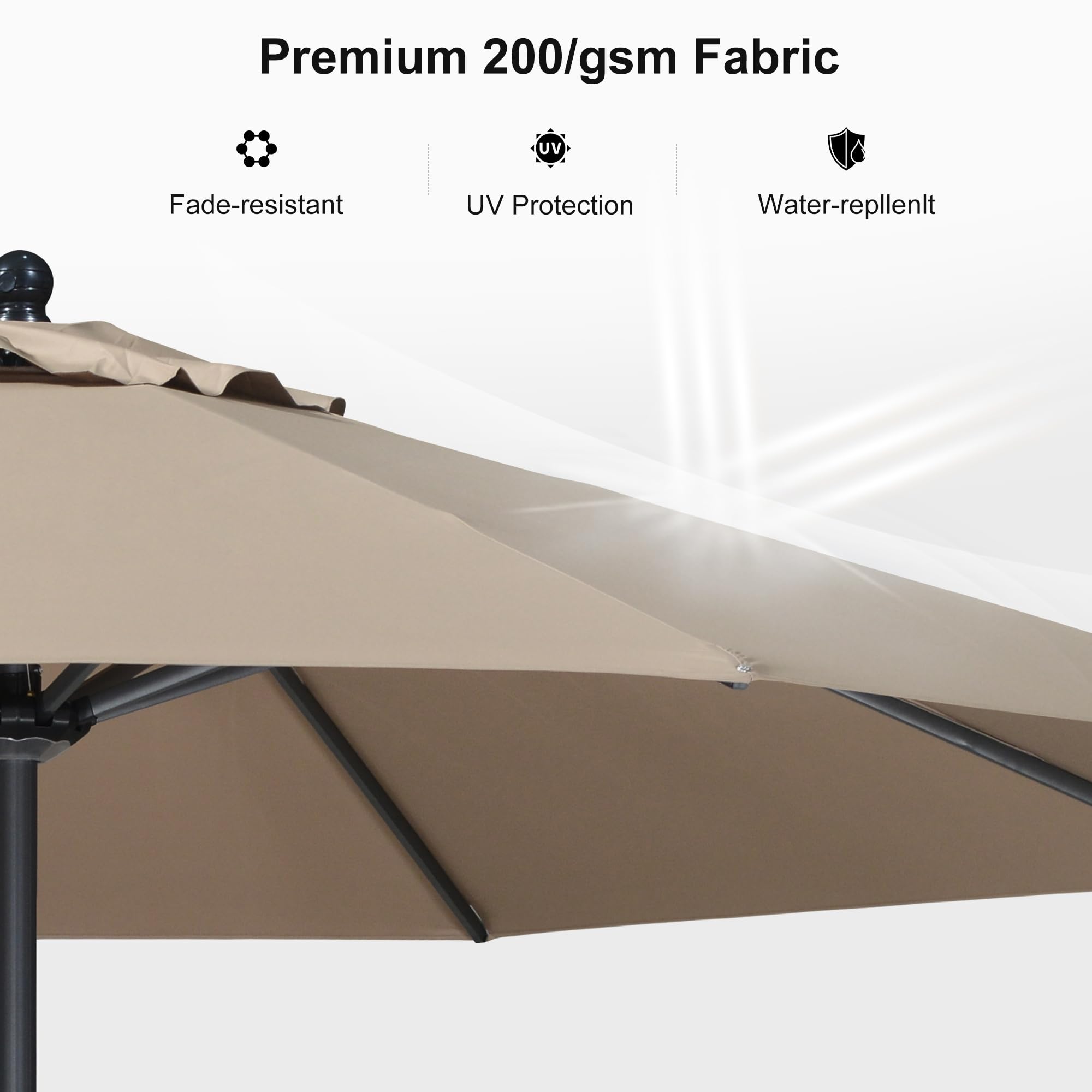 Premium 200/gsm Fabric

- Fade-resistant
- UV Protection
- Water-repellent