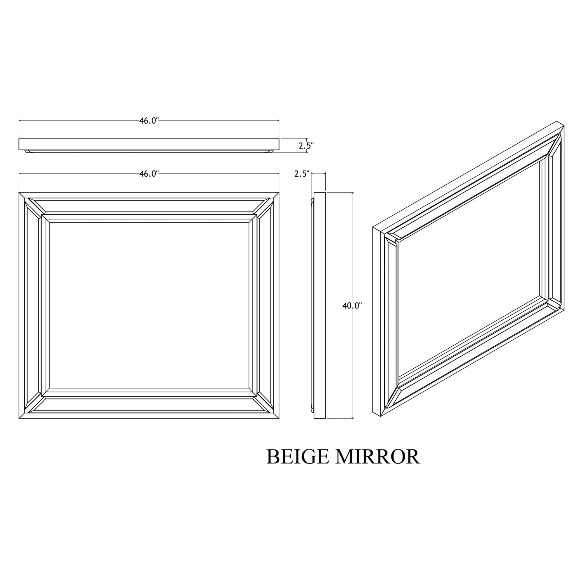 46.0" x 2.5" x 46.0" x 2.5" x 40.0" BEIGE MIRROR