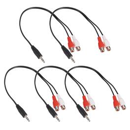 Unique Bargains - 5pcs TRS3.5mm M to RCA F Cable (R+W), 2mm PVC Copper Core Audio AUX Cable for TV/Amp/Speaker/Mobile - Black