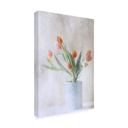 Front. Trademark Fine Art - Delphine Devos A Bunch Of Tulips Canvas Art - 30 x 47 Inches - 30x47 - Multicolor.