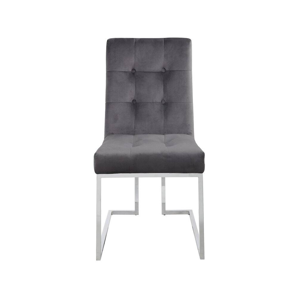 Alt View 2. Meridian Furniture - Alexis Grey Velvet Dining Chair, Set of 2 - Grey.
