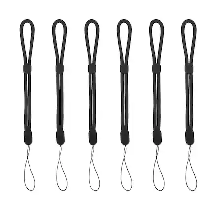 Front. Unique Bargains - Camera Wrist Strap, 6pcs Adjustable Nylon Wristlet Lanyard String for Camera Keys Keychain Phone USB Wallet - Pure Black.