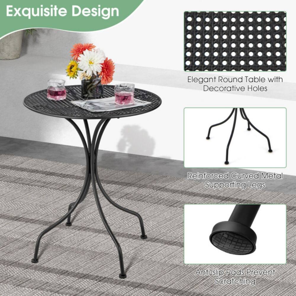 Exquisite Design

Elegant Round Table with Decorative Holes

Reinforced Curved Metal Supporting Legs

Anti-slip Pads Prevent Scratching