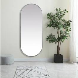 Elegant Decor - Metal Frame Oval Mirror 30x72 Inch - Silver
