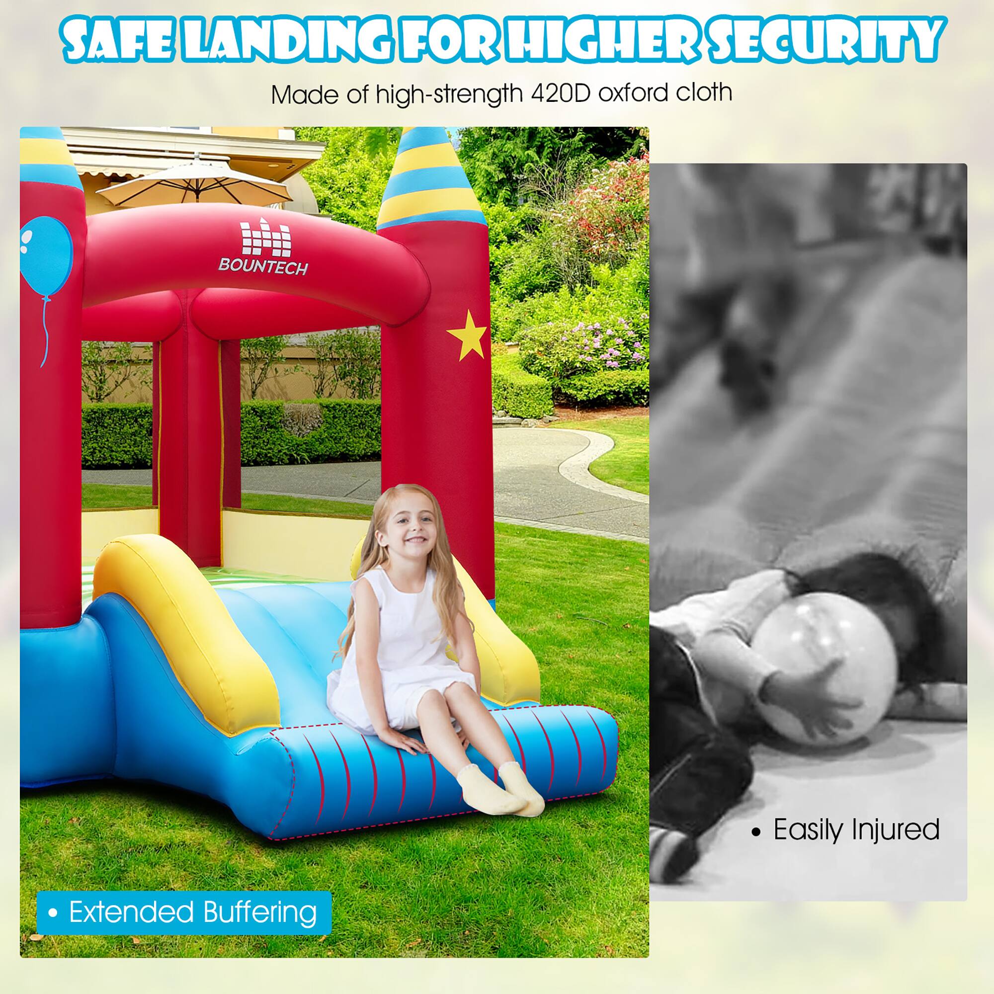 SAFE LANDING FOR HIGHER SECURITY  
Made of high-strength 420D oxford cloth  

- Extended Buffering  
- Easily Injured